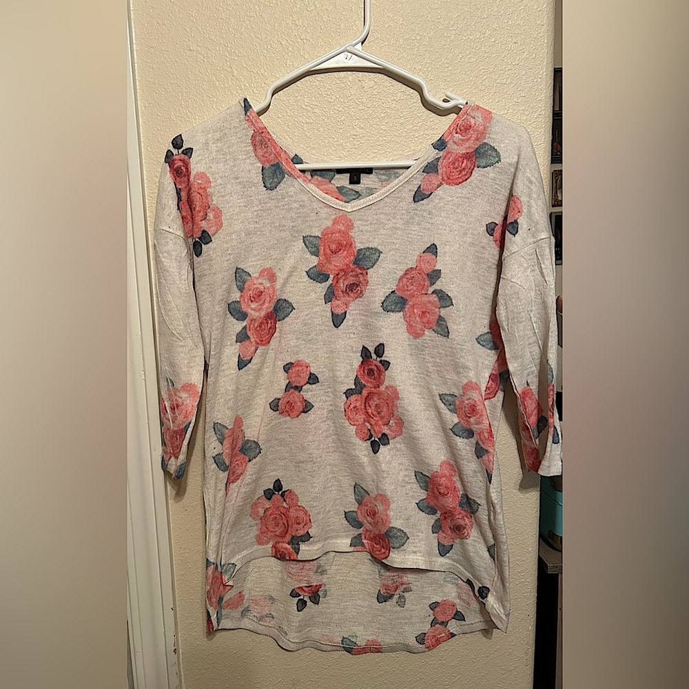 Mm Mm Mm High-Low Top Sweater Pink Roses Women’s
